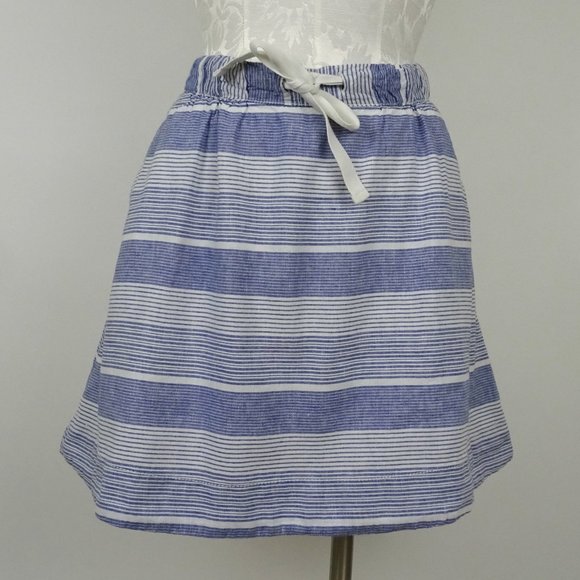 GAP Dresses & Skirts - Gap Striped Linen Mini Skirt M 8 10 Pockets Blue